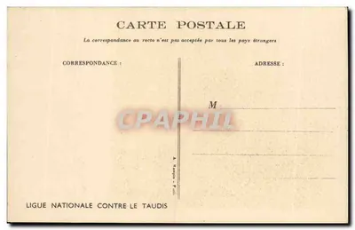 Niño y cerdo en la cocina — dibujo de Roullot — Ligue Nationale Contre le Taudis — Reverso