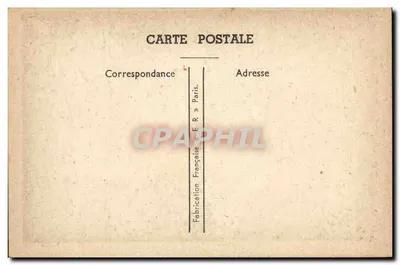 Uczesany mężczyzna przed ogromną ilością cieczy — wydawca E.R. Paris — Rewers
