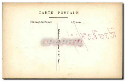 Karykatura kobiety i sika — rysunek autorstwa Vic. — Wydawca E.R. Paris — Rewers