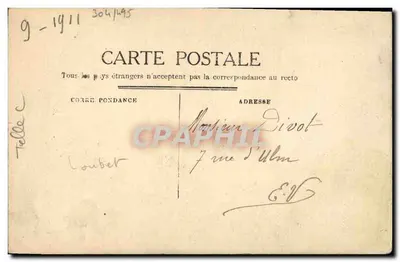 Karikatur von Frankreich — Figur mit Schild und Blumen — Verleger Léonard — Rückseite