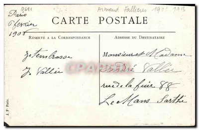 Armand Fallières — Eleito Presidente da República Francesa em 17 de Janeiro de 1906 — F. WARMONNIER, 1906 — Verso