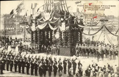 Visite du Président Fallières à Stockholm (Suède) — 24 juillet 1908 — éditeur inconnu