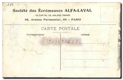 Visite du Président Fallières à Stockholm (Suède), 24 juillet 1908 — Société des Écrèmeuses ALFA-LAVAL, Paris — Verso