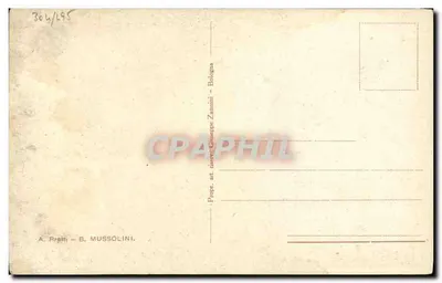 Bilhete postal antigo Mussolini Itália — Verso