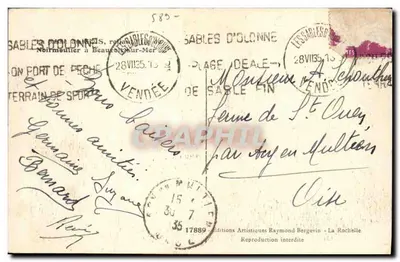 Fort Pechs — Sables d'Olonne — Wydawnictwo Artystyczne Raymonde Bergevin — Rewers