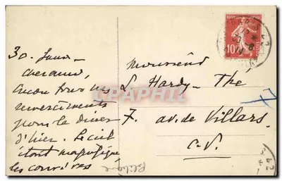 André de Fouquières — Retrato em traje de cena — Carta postal autógrafa — Verso