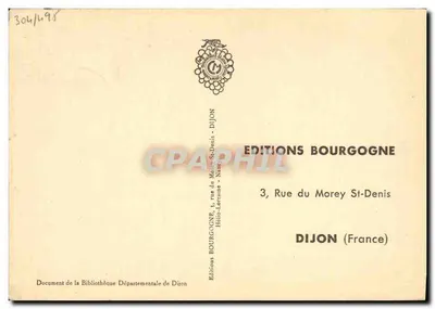 Sadi Carnot — Presidente da República — Éditions Bourgogne, Dijon — Verso