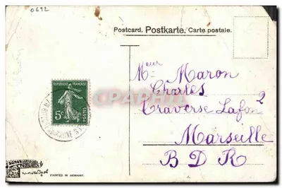 Carte satirique — homme écrasé par un train — éditeur imprimeur non visible, n° 4/46 — Verso