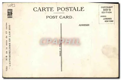 Charley sur sa voiture HP 'Lièvre' — scène de course avec un lapin en cage — éditeur Michb — Verso