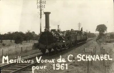 Trem a vapor — cena ferroviária — cartão postal personalizado