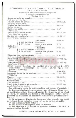 Locomotywa 242 A - 1, z trzema cylinderami i przegrzaniem — S.N.C.F. — pierwsza seria — Rewers