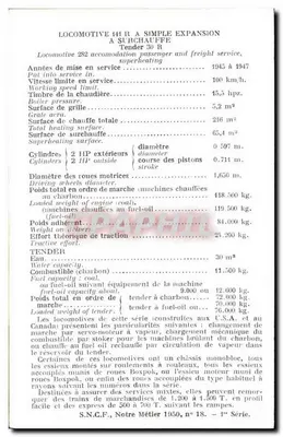 Locomotiva 282 a sobrecarga — S.N.C.F., Nosso Ofício 1950, n° 18 — 1ª série — Verso