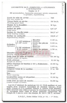 Locomotive 241 P z 4 cylindrami — S.N.C.F., seria 19 — n° 19 — Rewers