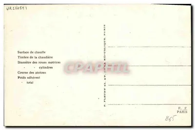 Francuska lokomotywa typu Pacific — Maszyna nr 231-604 — Wydawca F. Fleury, Paryż — Rewers