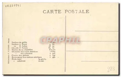 Lokomotywa Nord nr 2.970 — seria 2951 do 2970, zbudowana w latach 1867–68 — wydawca F. Fleury, Paryż — Rewers