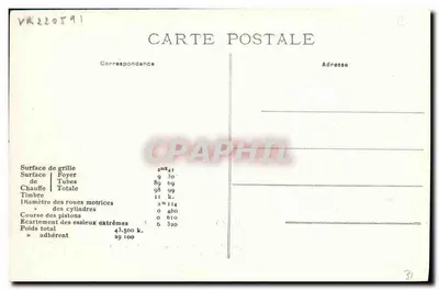 Locomotywa Nord nr 2831 — typ 'Ou trance' — seria 2821 do 2832 — wydawca F.C.&C.F. — Rewers
