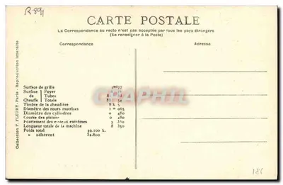 Carro de locomotiva N° 4.628 — Série 4.600 a 4.631 — Editor F. Fleury, Paris — Verso