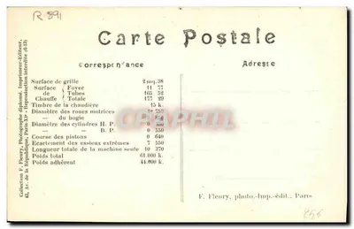 Locomotief n° 3100 — Verzadigde stoommachine, Compound met 4 cilinders, 3 aangedreven assen — F. Fiéruy, Parijs — Achterkant
