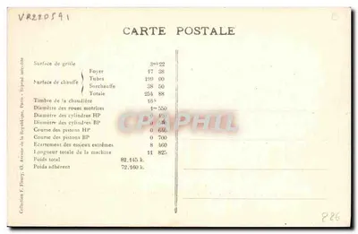 Locomotiva n° 4.213 — Tipo Consolidation — Editor F. F. Paris, série B-15 — Verso