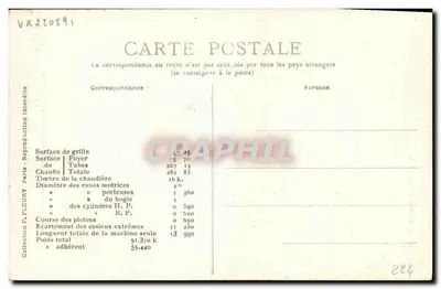 Lokomotywa nr 6001 — P.L.M. — Zbiór F. Fleury — Rewers