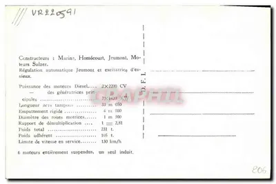 Locomotywa Dieslo-elektryczna — Prototyp typu 2' Co 2' + 2' Co 2', nr 262 BD 1 firmy Cie P.L.M. — Cheché S.N.C.F. — Rewers