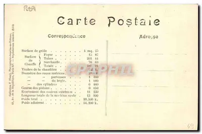 Locomotiva n° 6140 — Tipo « Pacific » — F. F. Paris — Verso
