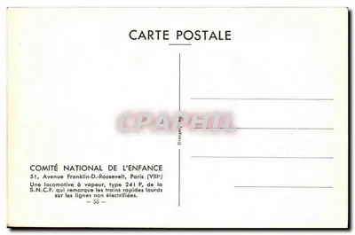 Locomotive à vapeur type 241 P — S.N.C.F. — Comité National de l'Enfance, n°55 — Verso