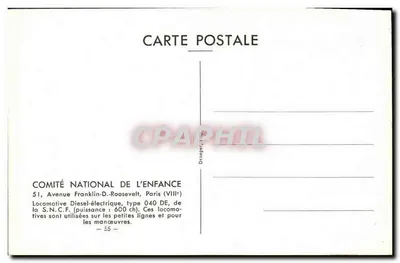 Lokomotywa diesel-elektryczna typu 040 DE — S.N.C.F. — COMITÉ NATIONAL DE L'ENFANCE — Rewers
