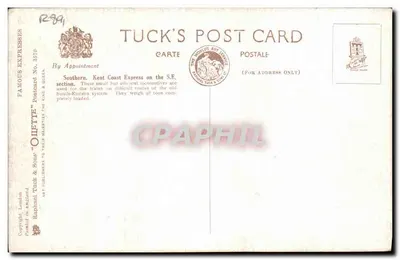 Kent Coast Express na odcinku S.E. — Southern Railway — wydawca Tuck & Sons, n° 3570 — Rewers