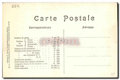 Lokomotywa francuska nr 3162 — seria 3162–3164 — Cliché Pol Gillet — Rewers