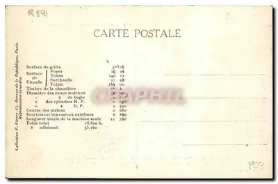 Locomotywa n° 3184 — Lokomotywy francuskie (Est) — F. F. Paris — Rewers
