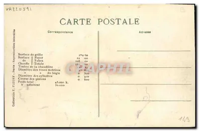 Locomotiva n°313 — Compagnies diverses — F. Fleury, Paris — Verso