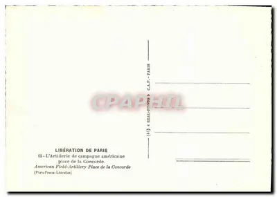 Libertação de Paris — Artilharia de campanha americana — place de la Concorde — Photo-Presse-Libération — Verso