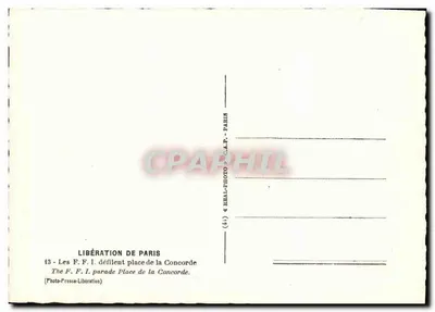 Libertação de Paris — Desfile das Forças Francesas na Place de la Concorde — Verso