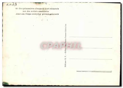 Niemieccy jeńcy przewożeni — przez amerykańskich żołnierzy — Wydawnictwo O. P. — Rewers