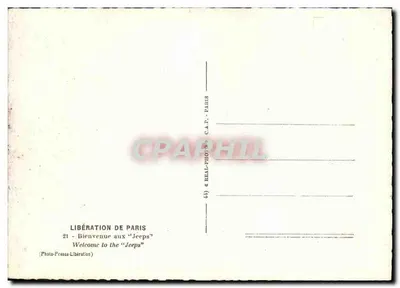 Libertação de Paris — Bem-vindo às «Jeeps» — Photo-Presse-Libération — Verso