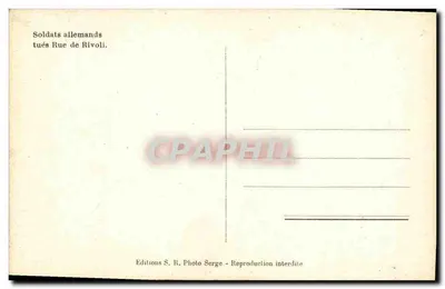 Niemieccy żołnierze zabici na Rue de Rivoli — Wydawnictwo S. R. Photo Serge — Rewers