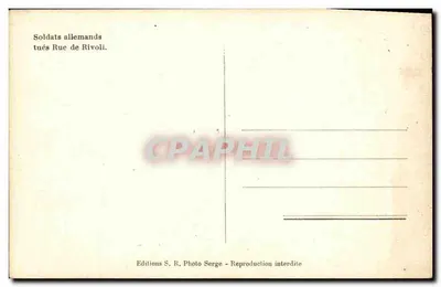 Soldados alemães mortos na Rue de Rivoli — Edições S. R. Photo Serge — Verso