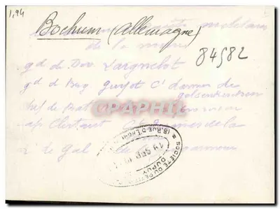 Grupo de militares diante de uma instalação industrial — Bochum (Alemanha) — Verso
