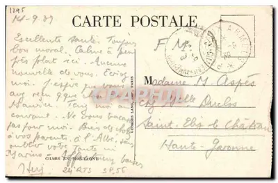 Carros na montanha — coluna de carros e motociclistas — Georges Lang, Imp. Paris, n°1295 — Verso