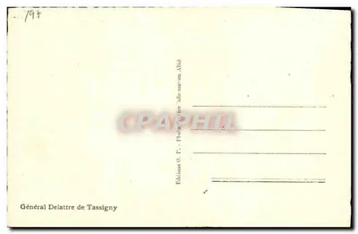 Generał Delattre de Tassigny — salutuje — Wydawnictwo O.P. Photo-service Info-nation Allié — Rewers