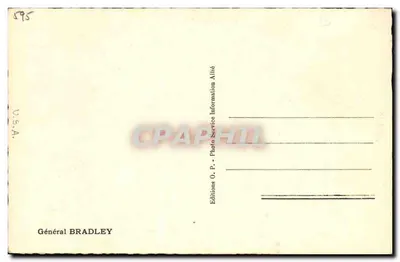 Geral Bradley — retrato em uniforme com estrelas — Éditions O.P. Photo Service Information Allié — Verso