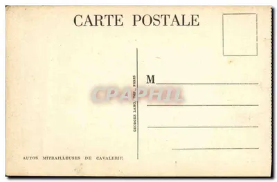 Autos mitrailleuses di cavalleria — Georges Lang, Parigi — n° 81887 — Verso