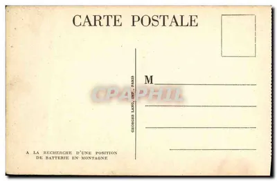 Soldados na montanha — busca por uma posição de bateria — Georges Lang, Paris — Verso