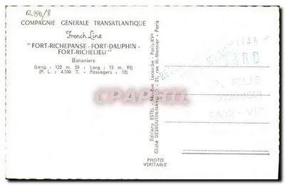 Fort Richepanse — statek towarowy — Compagnie Générale Transatlantique — Rewers