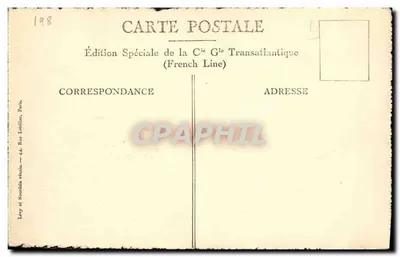 Liniowiec "CUBA" — Uroczystość "Layette Transatlantique" — Wydanie specjalne firmy G° Transatlantique (French Line) — Rewers