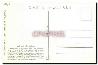 Cruiser « Lorraine » — ilustración marítima — L. Hoffner — Reverso