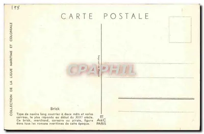 Brick — typ statku z dwoma masztami — Collection de la Ligue Maritime et Coloniale — Rewers