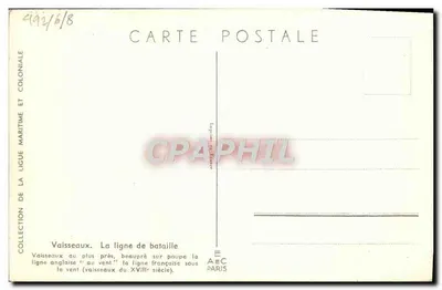 Vaisseaux au plus près — la ligne anglaise au vent, la ligne française sous le vent — Collection de la Ligue Maritime et Coloniale, E.A.E.C. Paris — Rewers