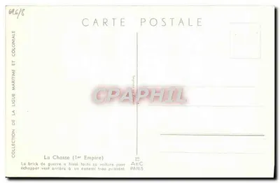 Polowanie (I Rzeczpospolita) — statek wojenny — wydawca AEC Paris — Rewers